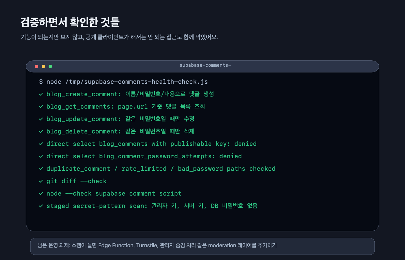 댓글 기능 검증 캡처